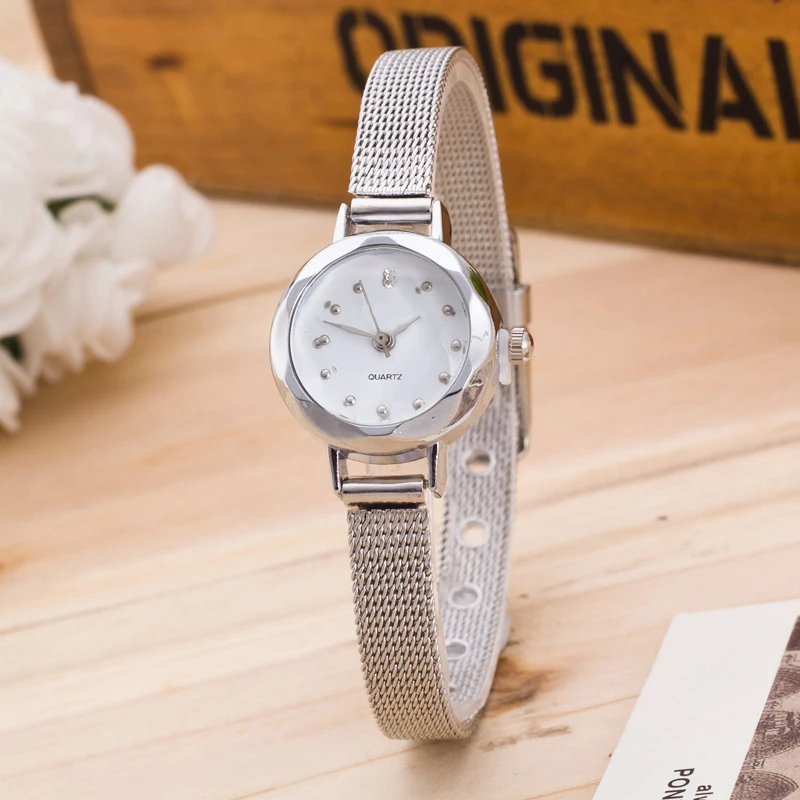 Women Ladies Silver Stainless Steel Mesh Band Small Dial Wrist Watch Wholesale | Наручные часы