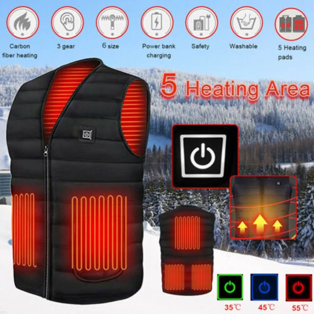 5 Heated Vest Zones Electric Heated Jackets Men Women Sportswear Winter Heating Vest Black S-6XL For Camping Ice Fishing Hiking
5 Heated Vest Zones Electric Heated Jackets Men Women Sportswear Winter Heating Vest Black S-6XL For Camping Ice Fishing Hiking