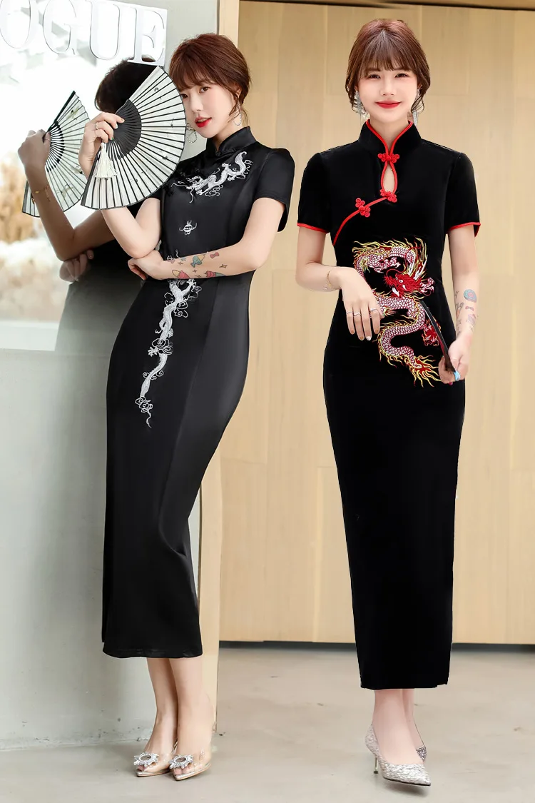 Plus Size Chinese Qipao Classic Women Satin Cheongsam Oriental Bride Wedding Dresses 2021 New Evening Party Gown
Plus Size Chinese Qipao Classic Women Satin Cheongsam Oriental Bride Wedding Dresses 2021 New Evening Party Gown