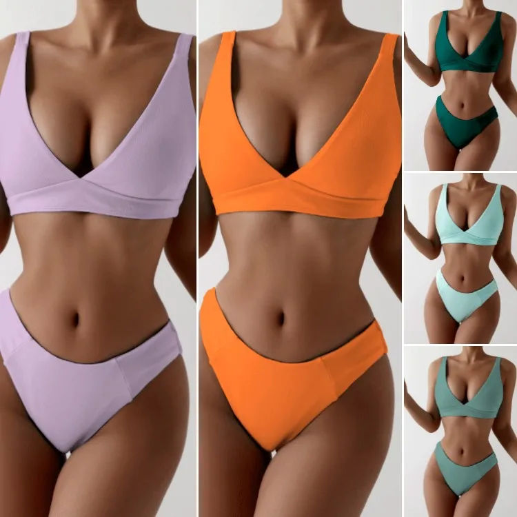 2021 solid multicolor shoulder strap sexy two piece set Triangle Bikini women bikini split swimsuit swimsuit 
2021 solid multicolor shoulder strap sexy two piece set Triangle Bikini women bikini split swimsuit swimsuit