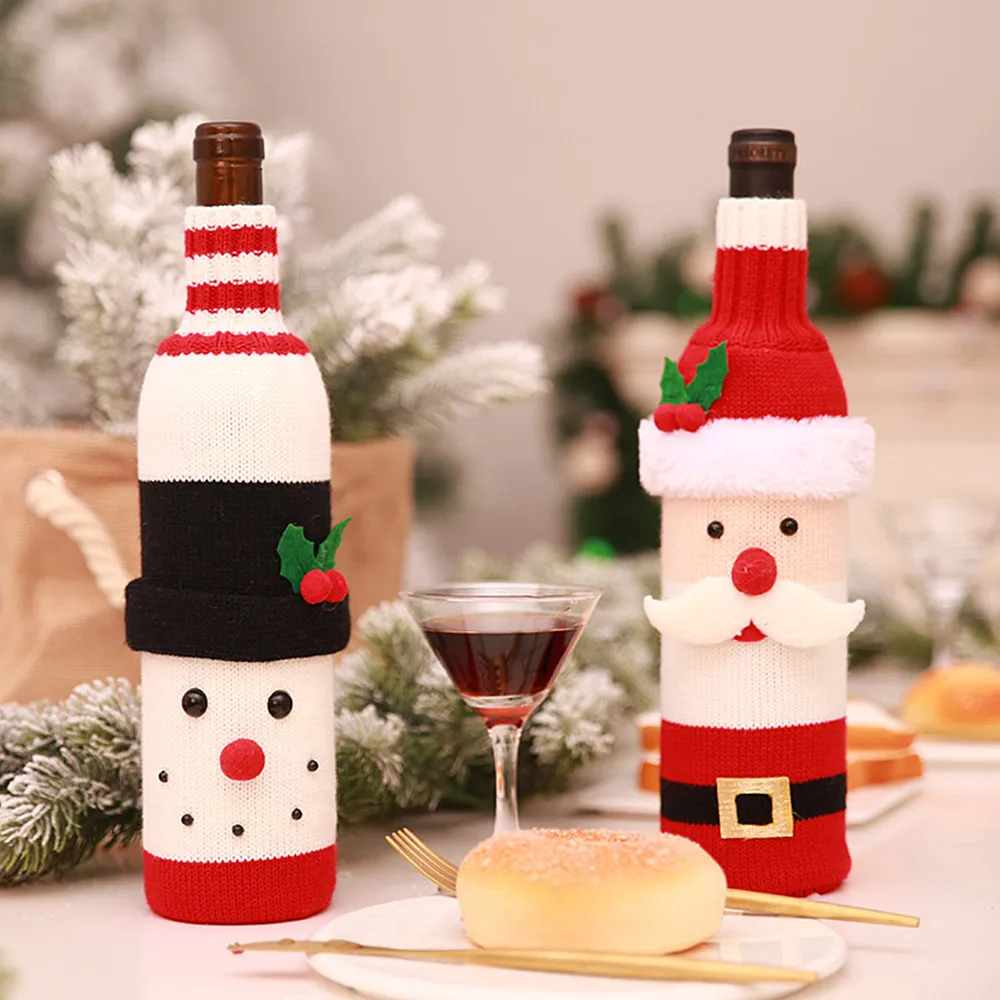Christmas Knitting Wine Bottle Santa Claus Champagne Bottle Knitted Red Wine Bottle Decoration For Home Dinner Party Supplies
Christmas Knitting Wine Bottle Santa Claus Champagne Bottle Knitted Red Wine Bottle Decoration For Home Dinner Party Supplies