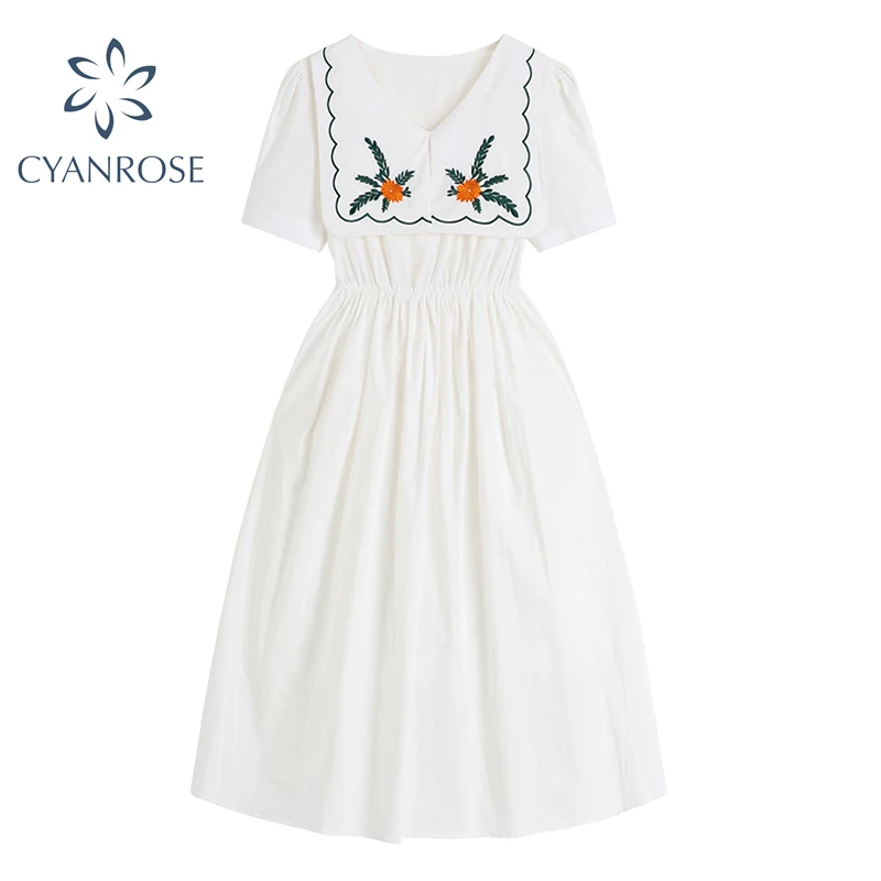 Summer 2021 New Vintage Puff Sleeve Dresses Women Japanese Style Navy Collar Embroidery Close-Waist Sweet Mori Girl Long Dress
Summer 2021 New Vintage Puff Sleeve Dresses Women Japanese Style Navy Collar Embroidery Close-Waist Sweet Mori Girl Long Dress