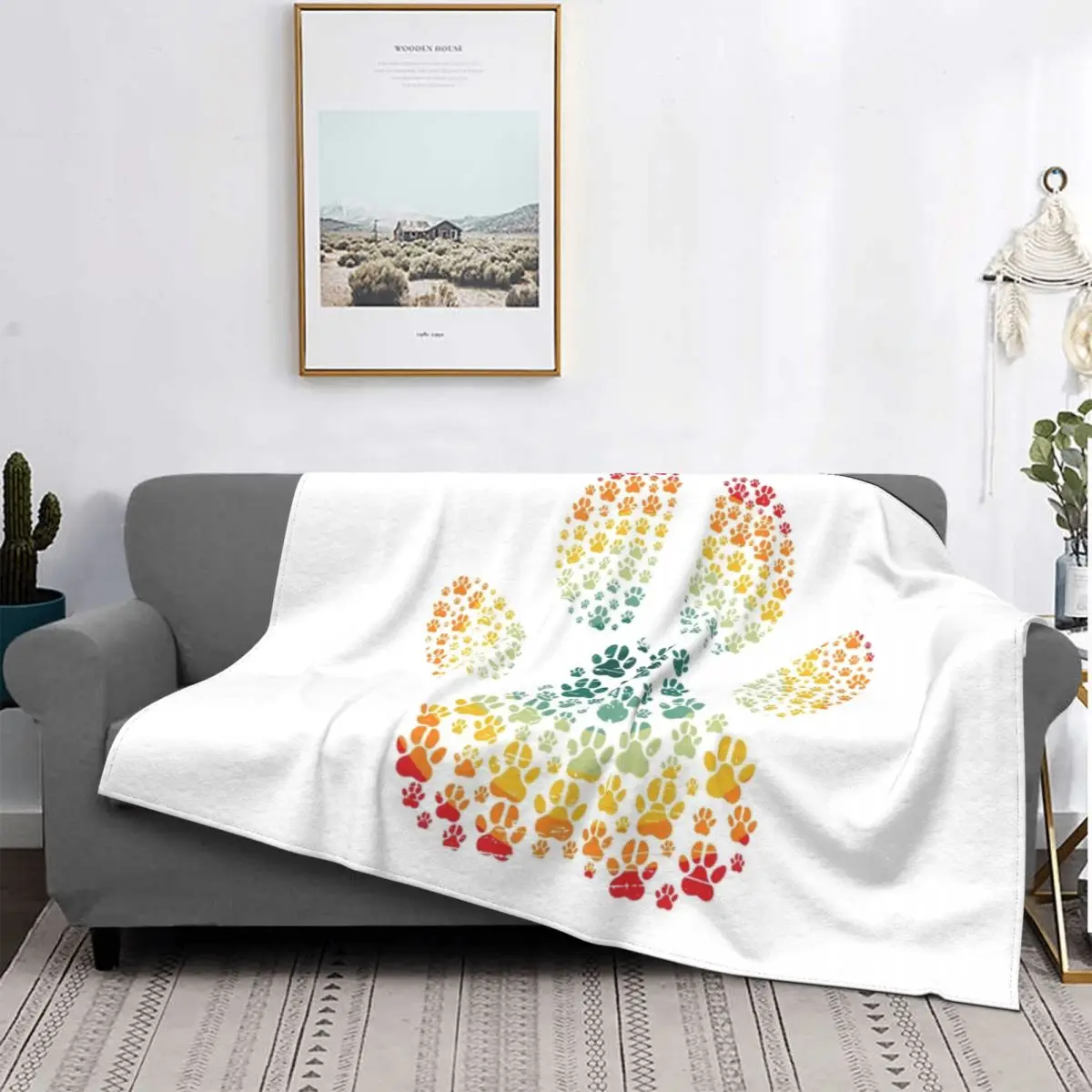 

Dog Footprint, Pet Lover Blanket Paw Plush Warm Soft Flannel Fleece Throw Blankets For Sofa Bedspread Velvet Office Gift Outlet