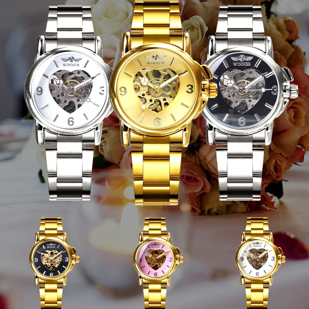 Watches Women Fashion Watch 2020 Automatic Mechanical Golden Heart Skeleton Dial Stainless Steel Band Elegant Lady Watch
Watches Women Fashion Watch 2020 Automatic Mechanical Golden Heart Skeleton Dial Stainless Steel Band Elegant Lady Watch
