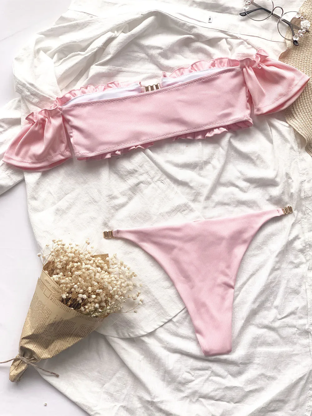 Off Shoulder Bandeau Bikini Swimwear Women Ribbed Swimsuit Women Bathing Suits Ruffle Bikini 2021 Chain Beachwear Summer Biquini
Off Shoulder Bandeau Bikini Swimwear Women Ribbed Swimsuit Women Bathing Suits Ruffle Bikini 2021 Chain Beachwear Summer Biquini