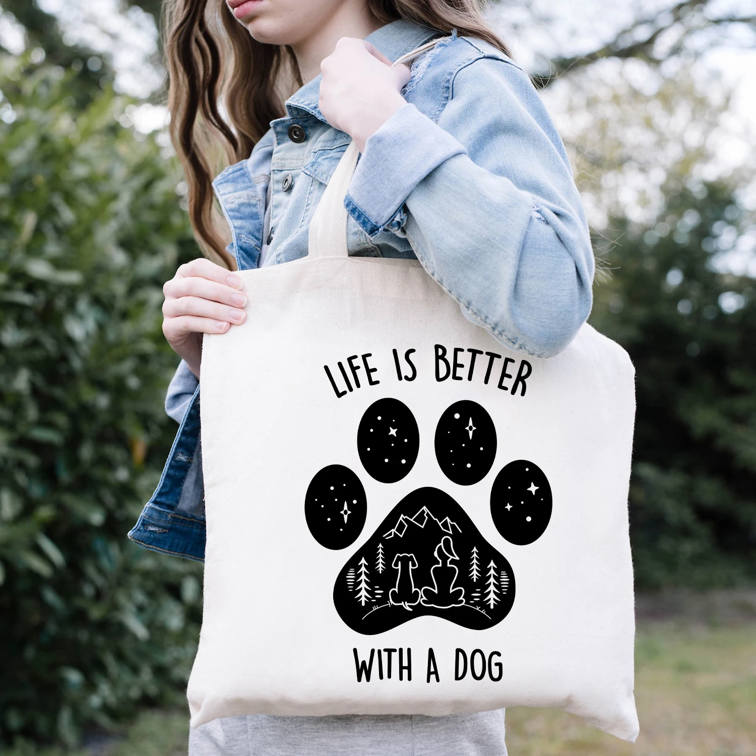 BLINGPAW Canvas Tote Bag Life Is Better with A Dog Letter Print Funny 100% Cotton Reusable Shopping Bag Eco Bolsa Reutilizable
BLINGPAW Canvas Tote Bag Life Is Better with A Dog Letter Print Funny 100% Cotton Reusable Shopping Bag Eco Bolsa Reutilizable