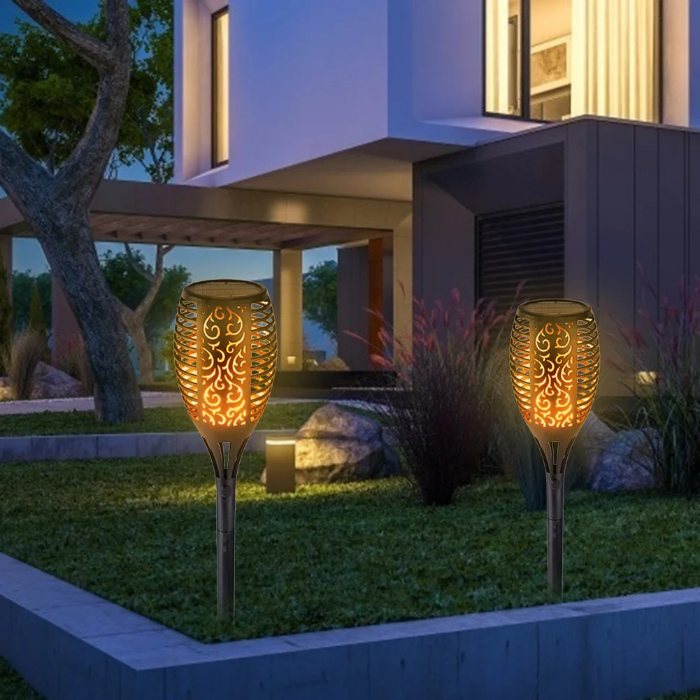 LED Solar Flame Light Lamp Flickering Waterproof Garden Decoration Landscape Lawn Path Lighting Torch Outdoor Spotlight | Лампы и