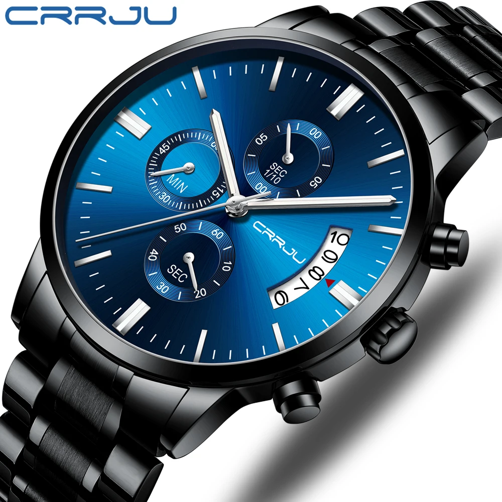 CRRJU watches for men Luxury Brand Fashion Chronograph Stainless Steel mens sport Waterproof Quartz Wristwatch Relogio Masculino
CRRJU watches for men Luxury Brand Fashion Chronograph Stainless Steel mens sport Waterproof Quartz Wristwatch Relogio Masculino