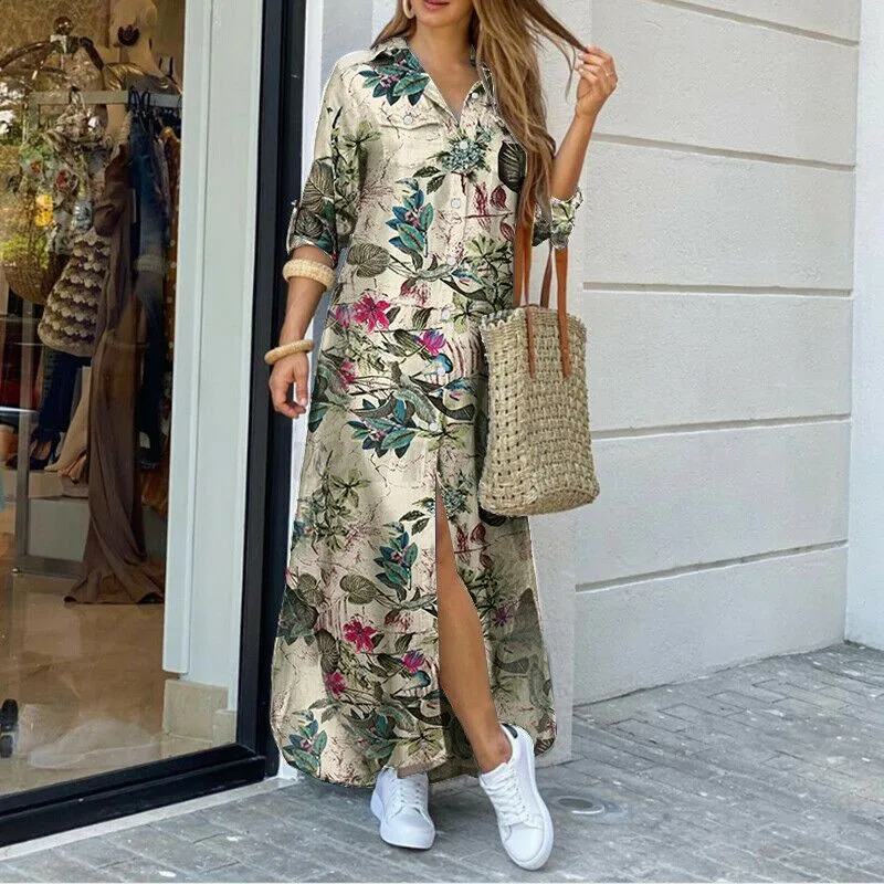 Women Fashion Print Shirt Dress Casual Ladies Long Sleeve Dresses Turn Down Collar Loose vestido de mujer Summer Party Sundress
Women Fashion Print Shirt Dress Casual Ladies Long Sleeve Dresses Turn Down Collar Loose vestido de mujer Summer Party Sundress