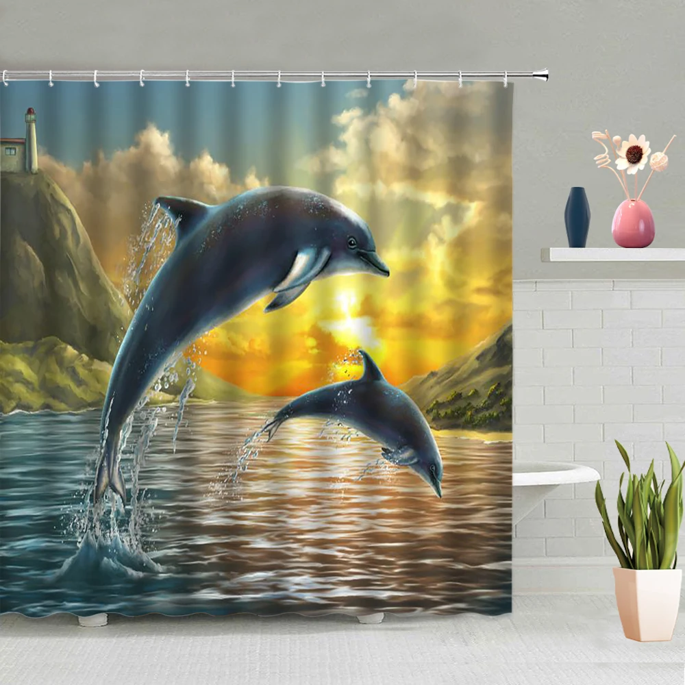 Ocean Animals Shower Curtain Set Whale Dolphin Blue Ocean Wave Underwater World Bathroom Bathtub Decor Screen Washable With Hook
Ocean Animals Shower Curtain Set Whale Dolphin Blue Ocean Wave Underwater World Bathroom Bathtub Decor Screen Washable With Hook