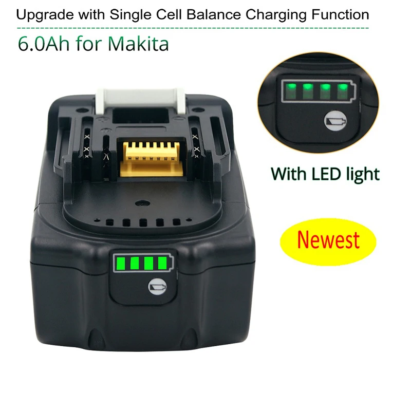 BL1860 Rechargeable Battery 18 V 6000mAh Lithium ion for Makita 18v Battery BL1840 BL1850 BL1830 BL1860B LXT 400+charger
BL1860 Rechargeable Battery 18 V 6000mAh Lithium ion for Makita 18v Battery BL1840 BL1850 BL1830 BL1860B LXT 400+charger