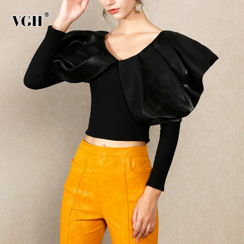 VGH Casual Loose Solid Patchwork Ruffle Blouse Female V Neck Long Sleeve Fashion Shirt For Women Autumn Style 2021 New Clothing
VGH Casual Loose Solid Patchwork Ruffle Blouse Female V Neck Long Sleeve Fashion Shirt For Women Autumn Style 2021 New Clothing