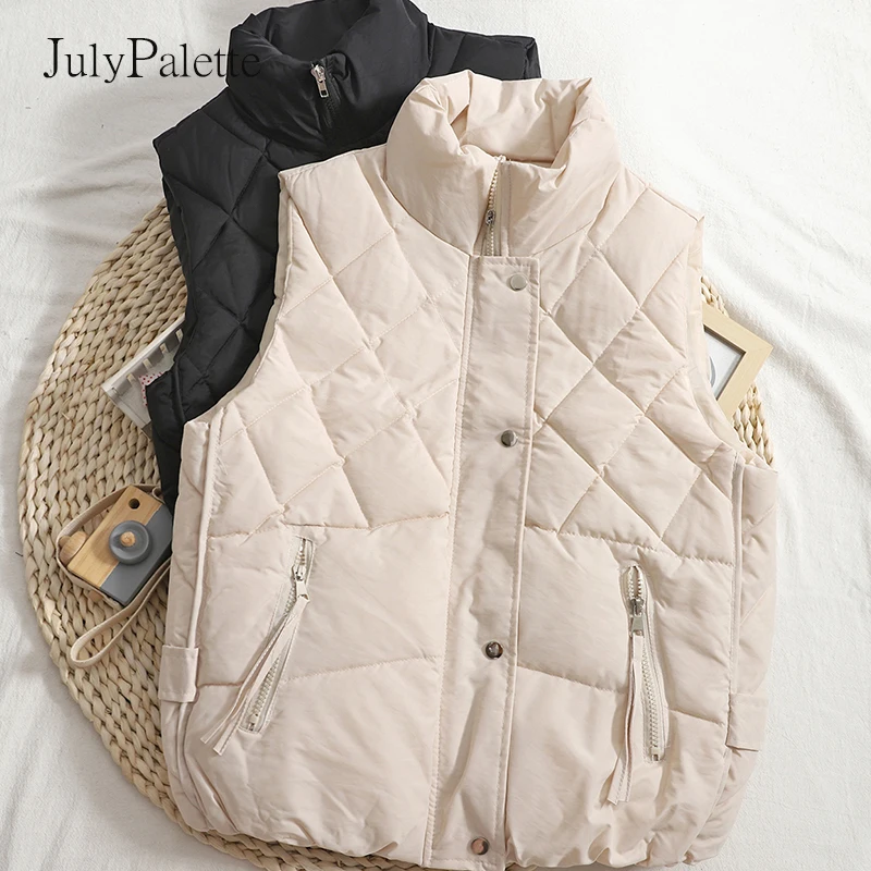 Julypalette Women's Warm Vest 2021 Winter Casual Lightweight Cotton Padded Jackets Korean Female Slim Sleeveless Waistcoat Coat
Julypalette Women's Warm Vest 2021 Winter Casual Lightweight Cotton Padded Jackets Korean Female Slim Sleeveless Waistcoat Coat