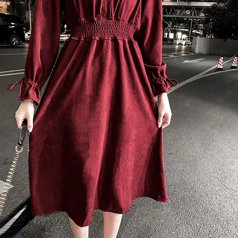 Fashion Red V-neck Long Sleeve Dresses For Women 2021 Korean Version Single-breasted Woman Dress Solid Color French Maxi Dresses
Fashion Red V-neck Long Sleeve Dresses For Women 2021 Korean Version Single-breasted Woman Dress Solid Color French Maxi Dresses
