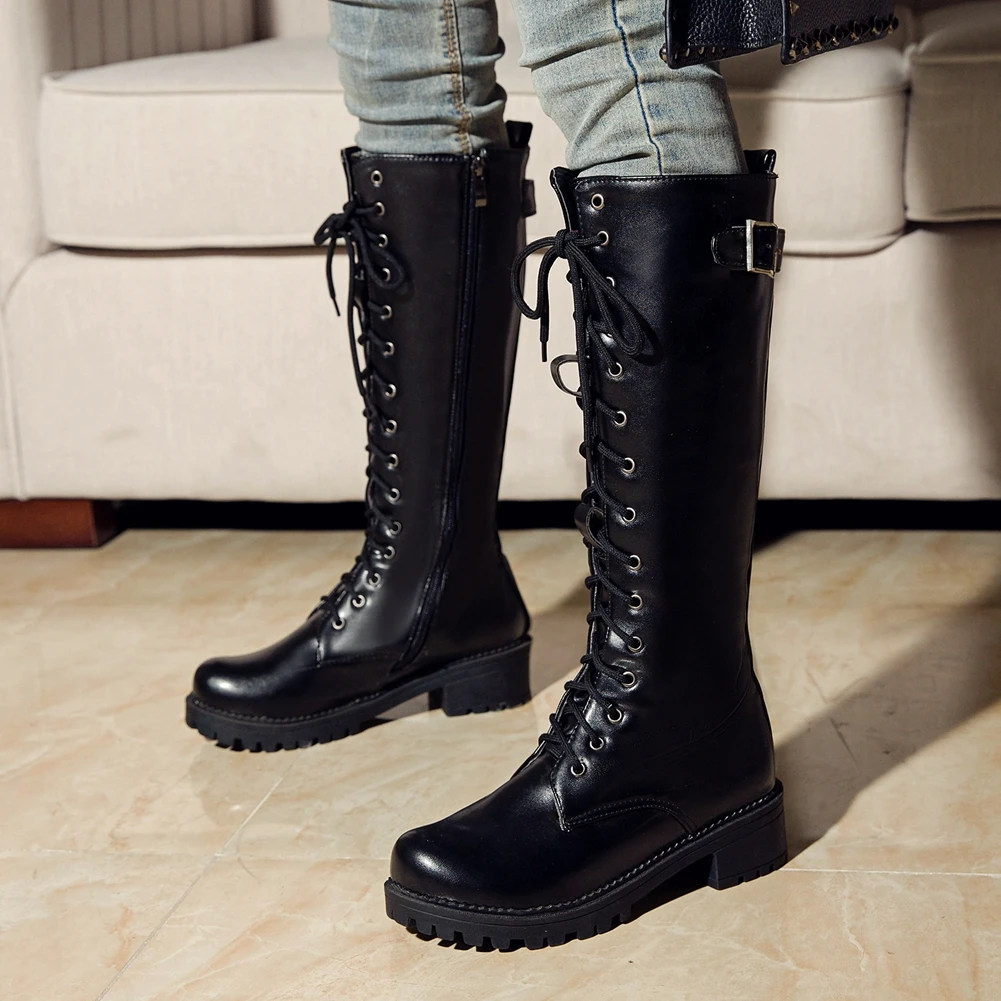 KARINLUNA Big Size 34-43 Female Knee High Boots Cross Tied Med Heels With Buckle Boots Women Concise Office Lady Shoes Woman
KARINLUNA Big Size 34-43 Female Knee High Boots Cross Tied Med Heels With Buckle Boots Women Concise Office Lady Shoes Woman
