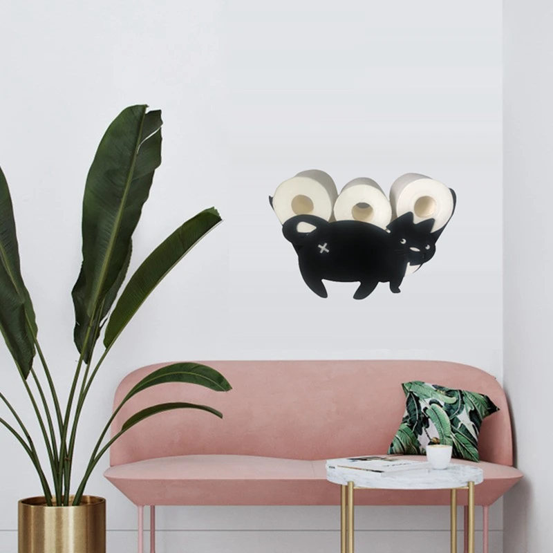 Cat Decorative Toilet Paper Holder - Free-Standing Bathroom Tissue Storage Black Wall Mounted Roll Tissue Storage Shelf
Cat Decorative Toilet Paper Holder - Free-Standing Bathroom Tissue Storage Black Wall Mounted Roll Tissue Storage Shelf