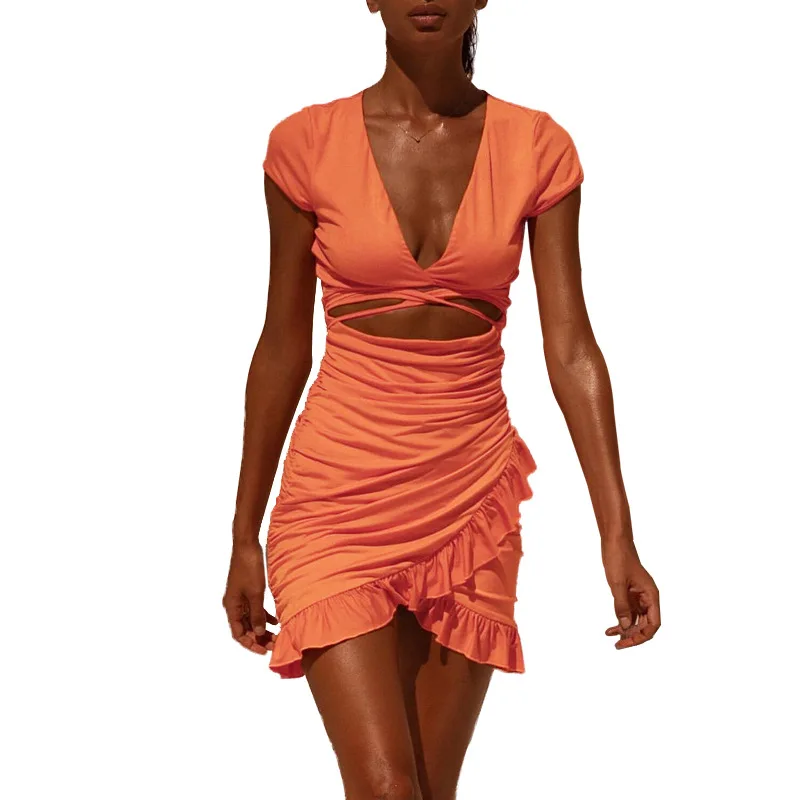 Summer 2021 Women's Sexy Ruffled Dress with Deep V Hollowed-out Flounces Around Hips Dress for Women
Summer 2021 Women's Sexy Ruffled Dress with Deep V Hollowed-out Flounces Around Hips Dress for Women