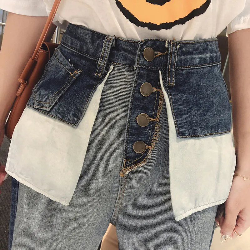 Women Jeans 2020 spring New Spring Fashion High Waist Patchwork Hit Color Blue Jeans Straight Denim Pants Women
Women Jeans 2020 spring New Spring Fashion High Waist Patchwork Hit Color Blue Jeans Straight Denim Pants Women