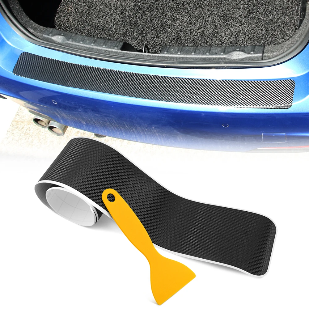 Universal Trunk Rear Guard Plate Sticker Car Bumper Trim Anti-Kicked Scratch Protection Strip 3D Carbon Fiber Film | Автомобили и