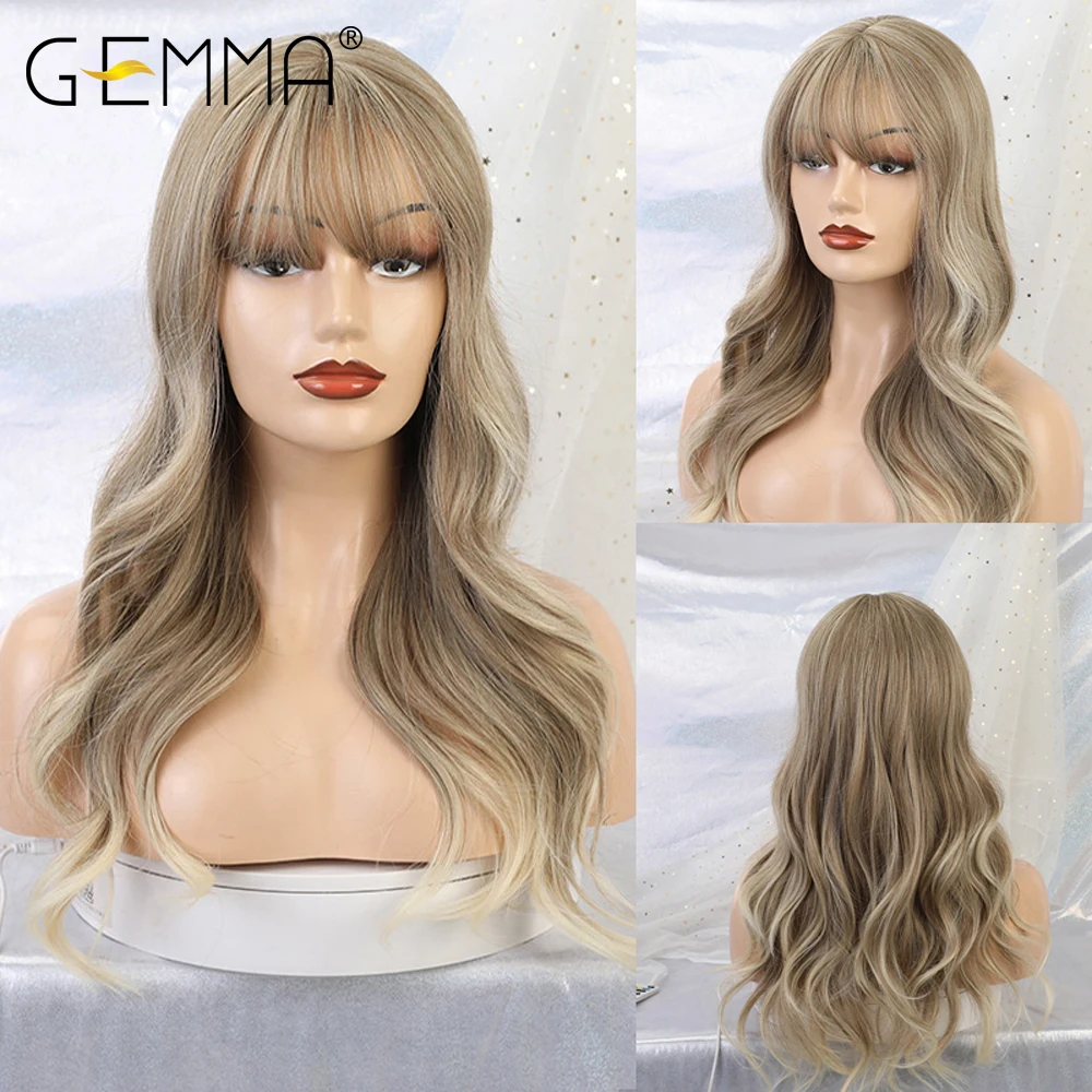 GEMMA Ombre Light Brown Ash Gray Blonde Long Wavy Wigs with Bangs Cosplay Synthetic Wigs For Women High Temperature Fake Hair 
GEMMA Ombre Light Brown Ash Gray Blonde Long Wavy Wigs with Bangs Cosplay Synthetic Wigs For Women High Temperature Fake Hair