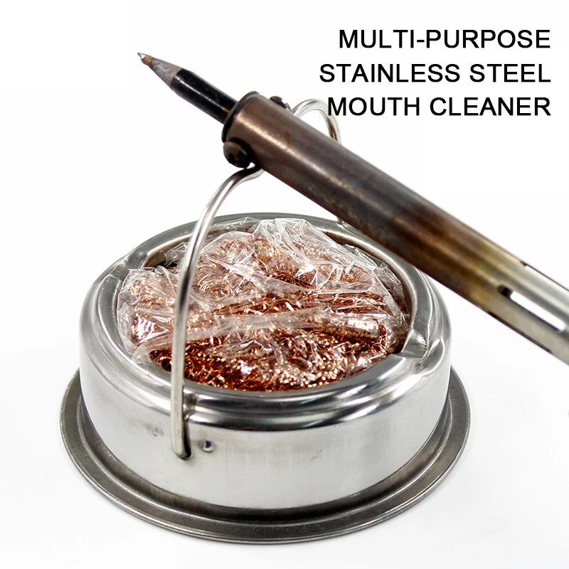 Solder Soldering Iron Tip Cleaner With Wire Sponge BGA Tool Iron Cleaner Steel Ball Kitchen Cleaning Tool Steel Holder 
Solder Soldering Iron Tip Cleaner With Wire Sponge BGA Tool Iron Cleaner Steel Ball Kitchen Cleaning Tool Steel Holder