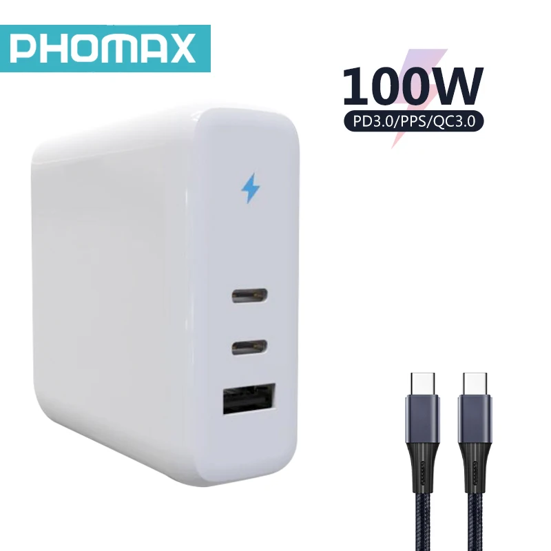 Адаптер питания PHOMAX PD 100 Вт GaN, быстрое зарядное устройство с кабелем для планшетов, iPhone, Huawei, Xiaomi, Samsung, USB Type-C, аксессуары для телефонов
Адаптер питания PHOMAX PD 100 Вт GaN, быстрое зарядное устройство с кабелем для планшетов, iPhone, Huawei, Xiaomi, Samsung, USB Type-C, аксессуары для телефонов