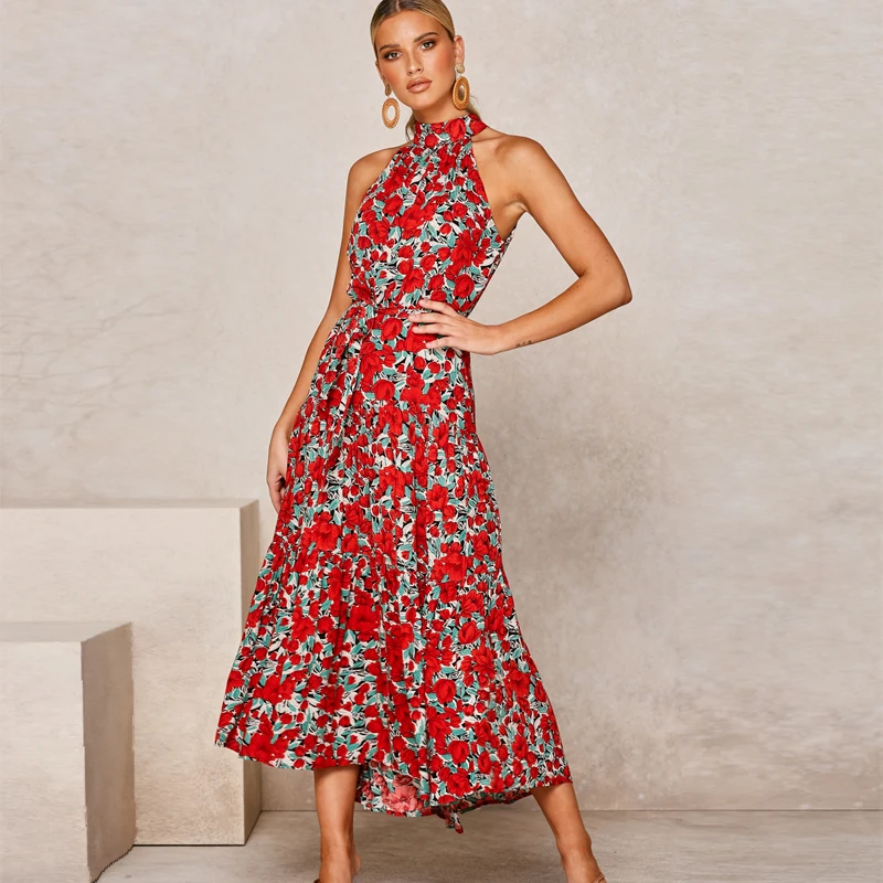 Summer Women's Dress 2021 Neck-Mounted Sleeveless Ankle-Length Skirt Bohemian Holiday
Summer Women's Dress 2021 Neck-Mounted Sleeveless Ankle-Length Skirt Bohemian Holiday