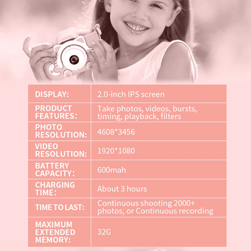 Q1 1080P 12MP Camera Video Photo Children Mini IPS Color Screen Maximum Capacity 32g Cute Kids Digital Camera Toy Gift
Q1 1080P 12MP Camera Video Photo Children Mini IPS Color Screen Maximum Capacity 32g Cute Kids Digital Camera Toy Gift