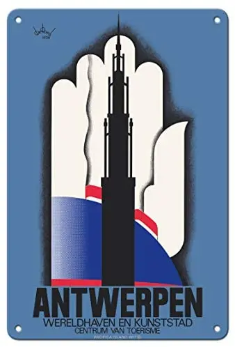 Antwerp, Belgium - World Port and City of Art by Lucien de Roeck c.1934- Metal Sign 
Antwerp, Belgium - World Port and City of Art by Lucien de Roeck c.1934- Metal Sign