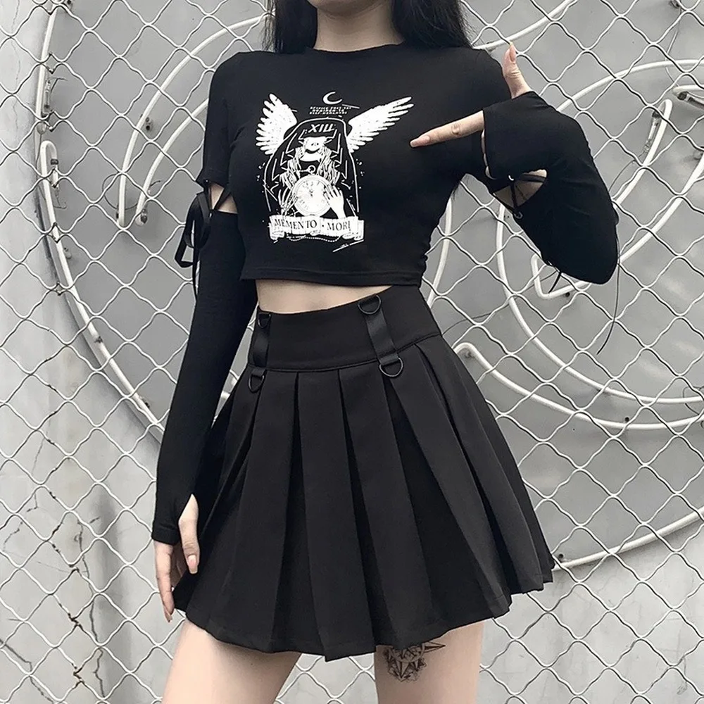 2020 Punk Dark Gothic Women T-shirts Angel Girls Print Women's Ins Fashion All-match Lace-up Stitching Long-sleeved Top Women's
2020 Punk Dark Gothic Women T-shirts Angel Girls Print Women's Ins Fashion All-match Lace-up Stitching Long-sleeved Top Women's