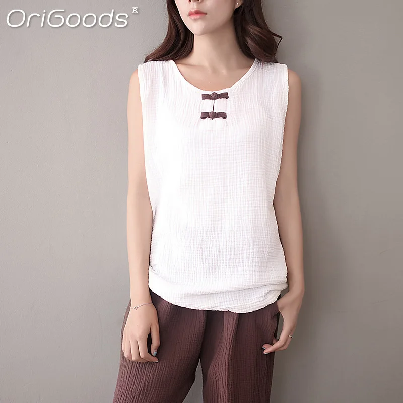 OriGoods Sleeveless Tank Top Women O-neck Cotton Chinese style Sleeveless Blouse Solid Red White Tank Top Cute Vest Tops C057
OriGoods Sleeveless Tank Top Women O-neck Cotton Chinese style Sleeveless Blouse Solid Red White Tank Top Cute Vest Tops C057