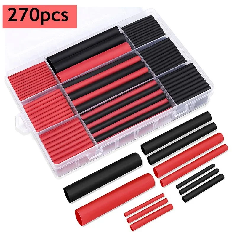 270pcs/box 3:1 Shrink Ratio Dual Wall Adhesive Lined Heat Shrink Tubing Tube 6 Size High Quality 2 Color Kit Shrinkable Tube
270pcs/box 3:1 Shrink Ratio Dual Wall Adhesive Lined Heat Shrink Tubing Tube 6 Size High Quality 2 Color Kit Shrinkable Tube