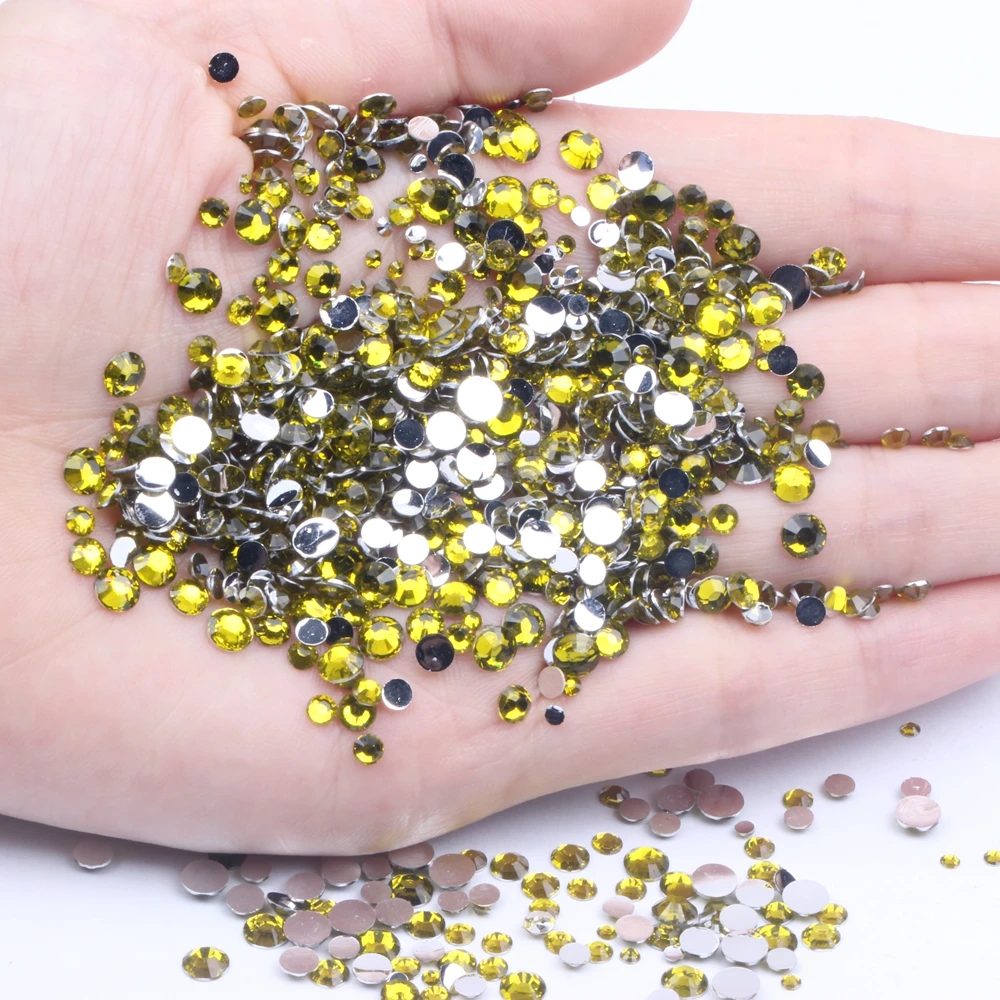 

Resin Rhinestones 500/1000pcs 2-6mm And Mixed Sizes Olive For Nails Art Decoration Round Flatback Non Hotfix Gems DIY Design