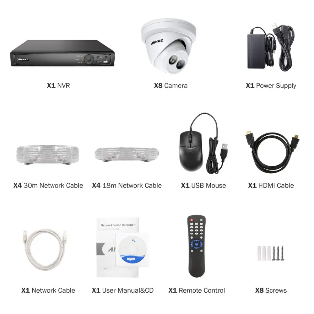 ANNKE 8CH 4K Ultra HD POE Network Video Security System 8MP H.265+ NVR With 8X 8MP 30m EXIR Night Vision Weatherproof IP Camera 
ANNKE 8CH 4K Ultra HD POE Network Video Security System 8MP H.265+ NVR With 8X 8MP 30m EXIR Night Vision Weatherproof IP Camera