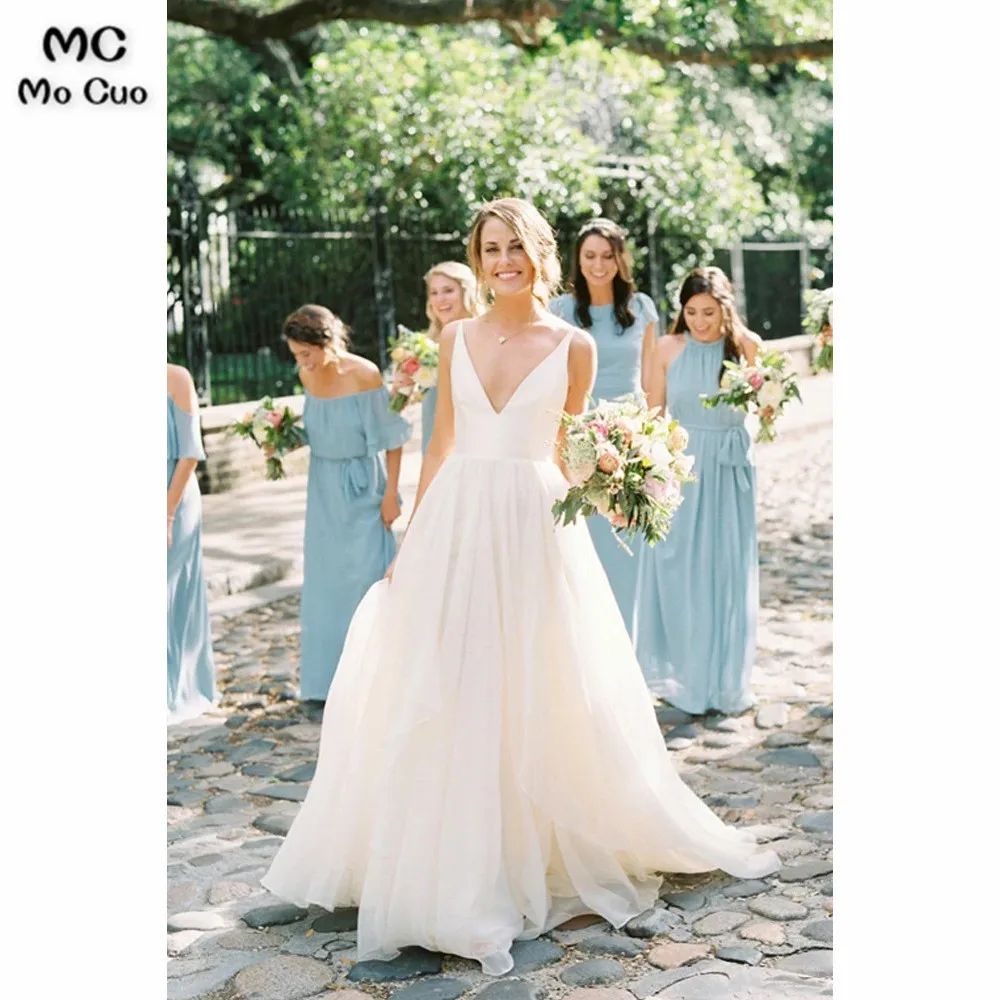 Charming Women's Boho Wedding Dress V-Neck Sleeveless Chiffon Backless Vestidos de novia Bridal Dress Wedding Gown
Charming Women's Boho Wedding Dress V-Neck Sleeveless Chiffon Backless Vestidos de novia Bridal Dress Wedding Gown