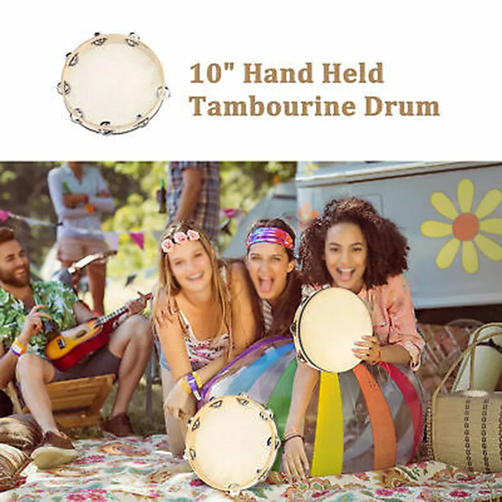 10inch Tambourine For Kids Children Hand Held Drum Bell Wood Lambskin Jingles Percussion Gift Musical Educational Instrument
10inch Tambourine For Kids Children Hand Held Drum Bell Wood Lambskin Jingles Percussion Gift Musical Educational Instrument