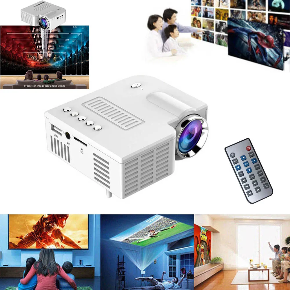 Новый UC28 универсальный 400 люмен HD мультимедийный светодиодный домашний проектор