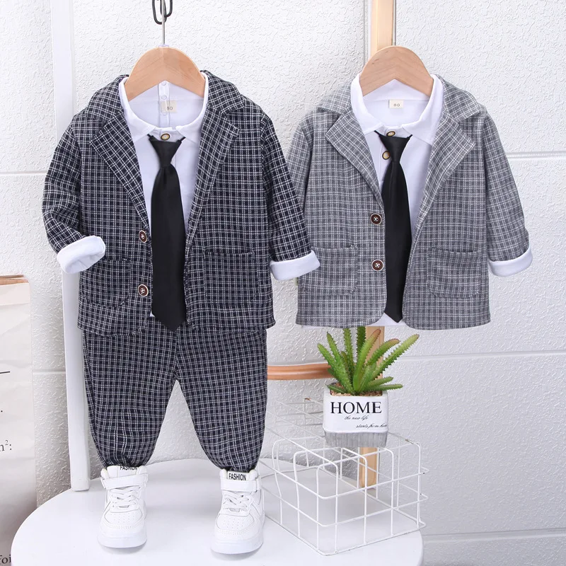 3PCS Fashion Handsome Plaid Suit Kids Boy Costume Cotton Formal Children Clothing Sets Evening Party Clothes Autumn Outfits
3PCS Fashion Handsome Plaid Suit Kids Boy Costume Cotton Formal Children Clothing Sets Evening Party Clothes Autumn Outfits
