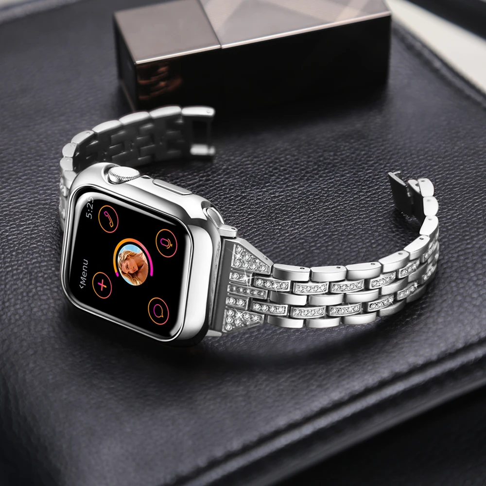 Для Apple Watch 4 5 ремешок 44 мм 40 Женские Ювелирные украшения стразы со стразами