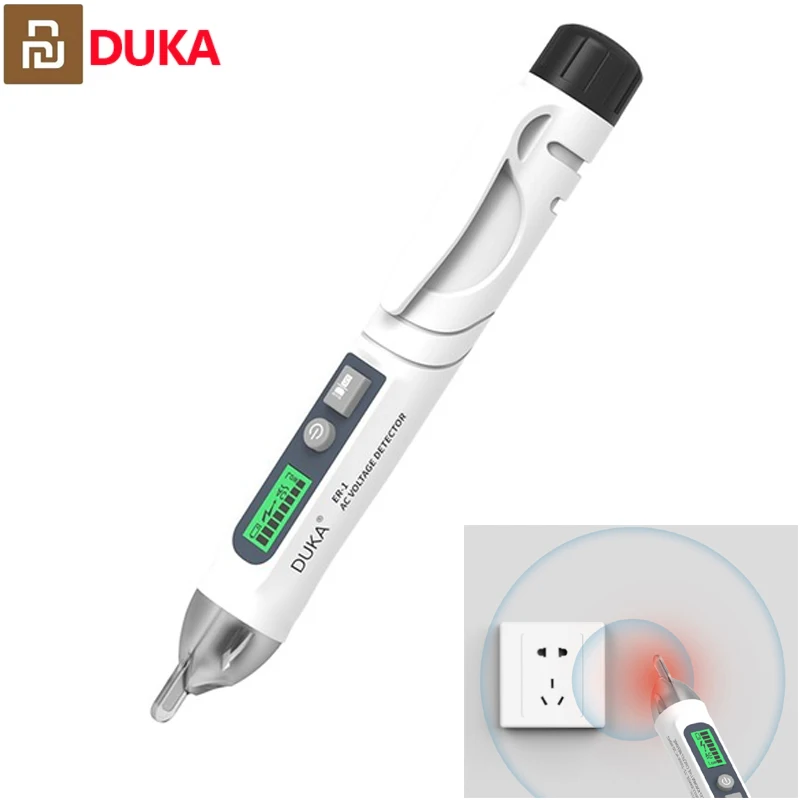 2021Youpin DUKA Electric indicator 12-1000V Non-Contact Socket Wall AC Power Outlet Voltage Detector Sensor Tester Pen LED light |