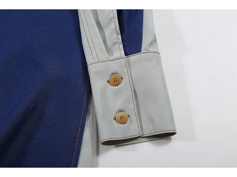 Qeils Casual Spring Autumn 2021 Women Blue Contrast Color Big Size Blouse New Lapel Long Sleeve Loose Fit Shirt Fashion Tide
Qeils Casual Spring Autumn 2021 Women Blue Contrast Color Big Size Blouse New Lapel Long Sleeve Loose Fit Shirt Fashion Tide