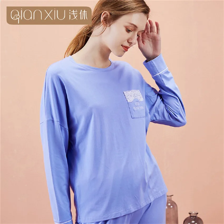 Осенняя Пижама, Женская хлопковая свободная одежда для сна с длинным рукавом, пуловер, футболка и брюки, комплект из двух предметов, Милая же...
Осенняя Пижама, Женская хлопковая свободная одежда для сна с длинным рукавом, пуловер, футболка и брюки, комплект из двух предметов, Милая же...