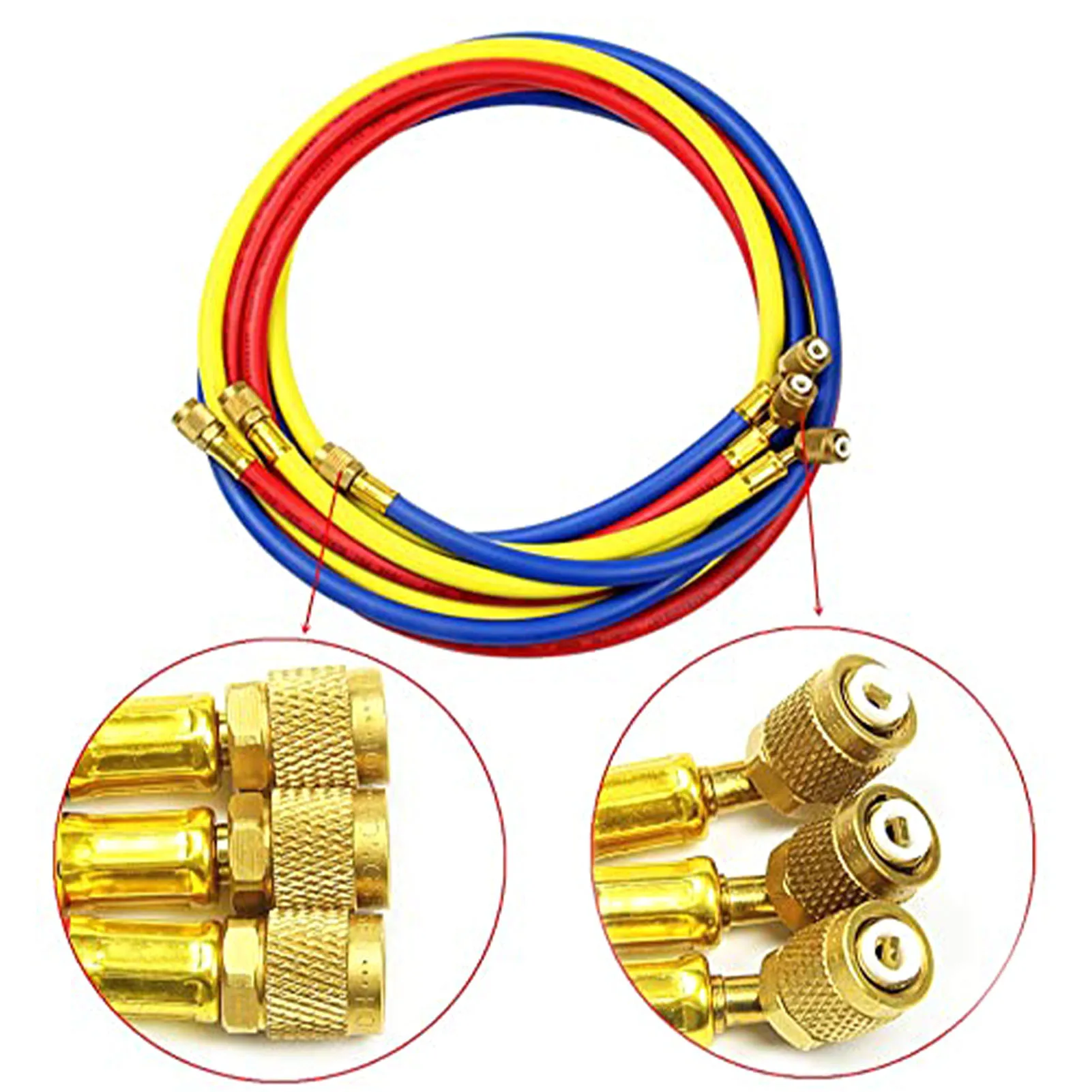 3Pcs R134a Air Condition Refrigerant Filling Tube 45" AC Charging Hoses Set With 1/4Inch SAE Brass Port 600PSI 3000 PSI Safety
3Pcs R134a Air Condition Refrigerant Filling Tube 45" AC Charging Hoses Set With 1/4Inch SAE Brass Port 600PSI 3000 PSI Safety