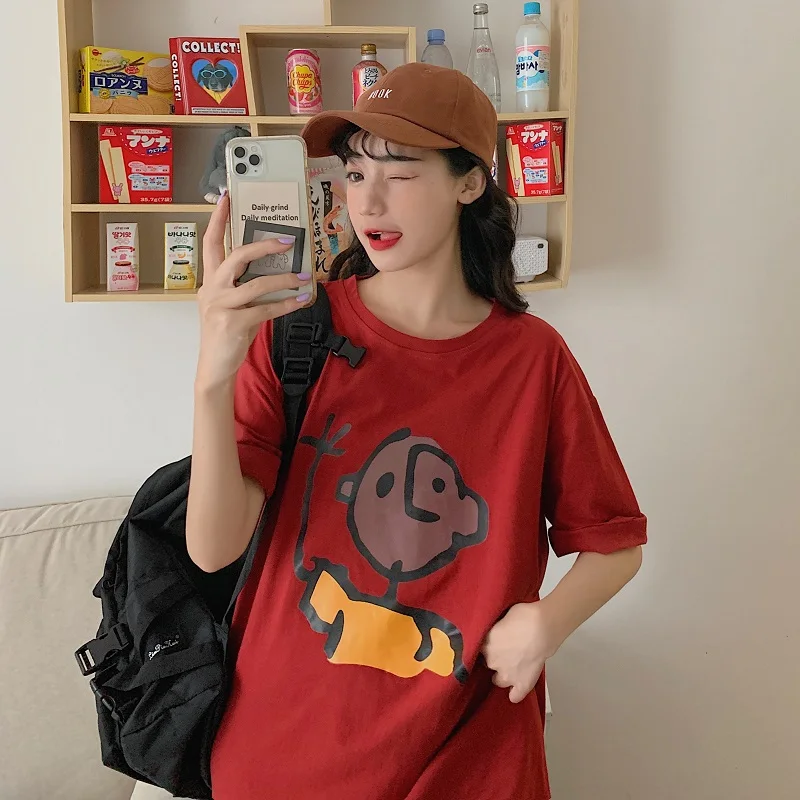New Summer Harajuku Style Student Korean Female Cotton T-Shirt Casual O-Neck Anime Cartoon Cute Print Pattern Funny Couple Tops
New Summer Harajuku Style Student Korean Female Cotton T-Shirt Casual O-Neck Anime Cartoon Cute Print Pattern Funny Couple Tops
