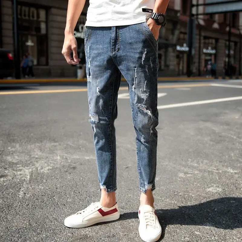 New spring and summer 2021 men's denim jeans Korean style slim-fit pants fashion ripped nine-point pants men's beggar pants
New spring and summer 2021 men's denim jeans Korean style slim-fit pants fashion ripped nine-point pants men's beggar pants