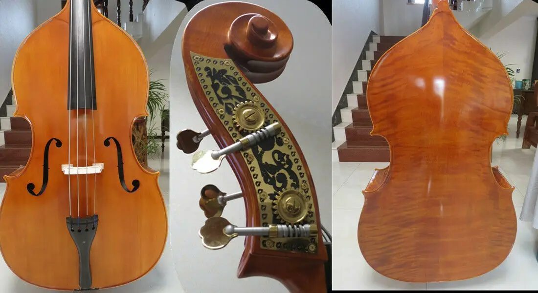 

Hand Made Upright double bass Solid Maple back and Spruce wood top 3/4