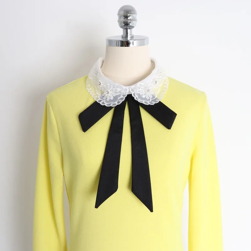 Women's Sweaters&Jumpers Black Bow Turn Down Collar Long Sleeve Pullovers Fashion Embroidered Lace Fashion Slim Top Autumn 2020
Women's Sweaters&Jumpers Black Bow Turn Down Collar Long Sleeve Pullovers Fashion Embroidered Lace Fashion Slim Top Autumn 2020