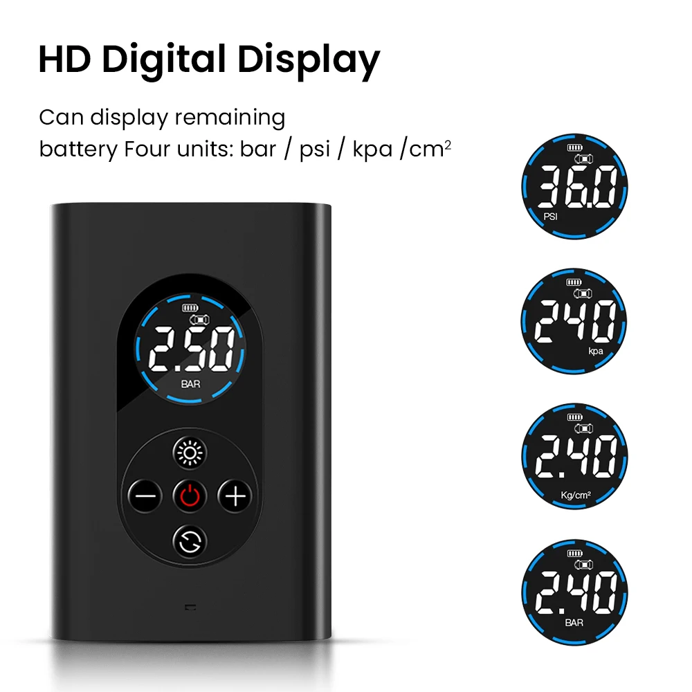 Car Air Compressor Wireless Electric Tire Inflator Air Pump Rechargeable Digital 150PSI AutoTyre Pump For Car Motorcycle Balls
Car Air Compressor Wireless Electric Tire Inflator Air Pump Rechargeable Digital 150PSI AutoTyre Pump For Car Motorcycle Balls