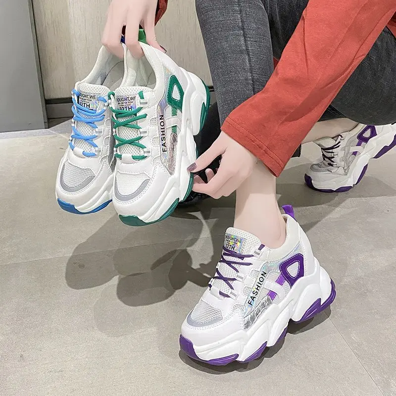 2021 Summer Women Chunky Sneakers Breathable Mesh Casual Shoes 8cm Wedge Heels Platform Shoes Chaussures Femme Sports Dad Shoes
2021 Summer Women Chunky Sneakers Breathable Mesh Casual Shoes 8cm Wedge Heels Platform Shoes Chaussures Femme Sports Dad Shoes