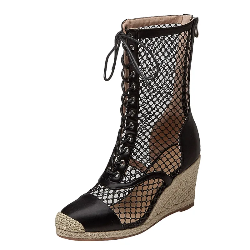 Summer Sexy Hollow Out Mesh Women's Sandals Sheepskin High Heel Female Wedge Shoes Fashion Casual Handmade High Quality Boots
Summer Sexy Hollow Out Mesh Women's Sandals Sheepskin High Heel Female Wedge Shoes Fashion Casual Handmade High Quality Boots